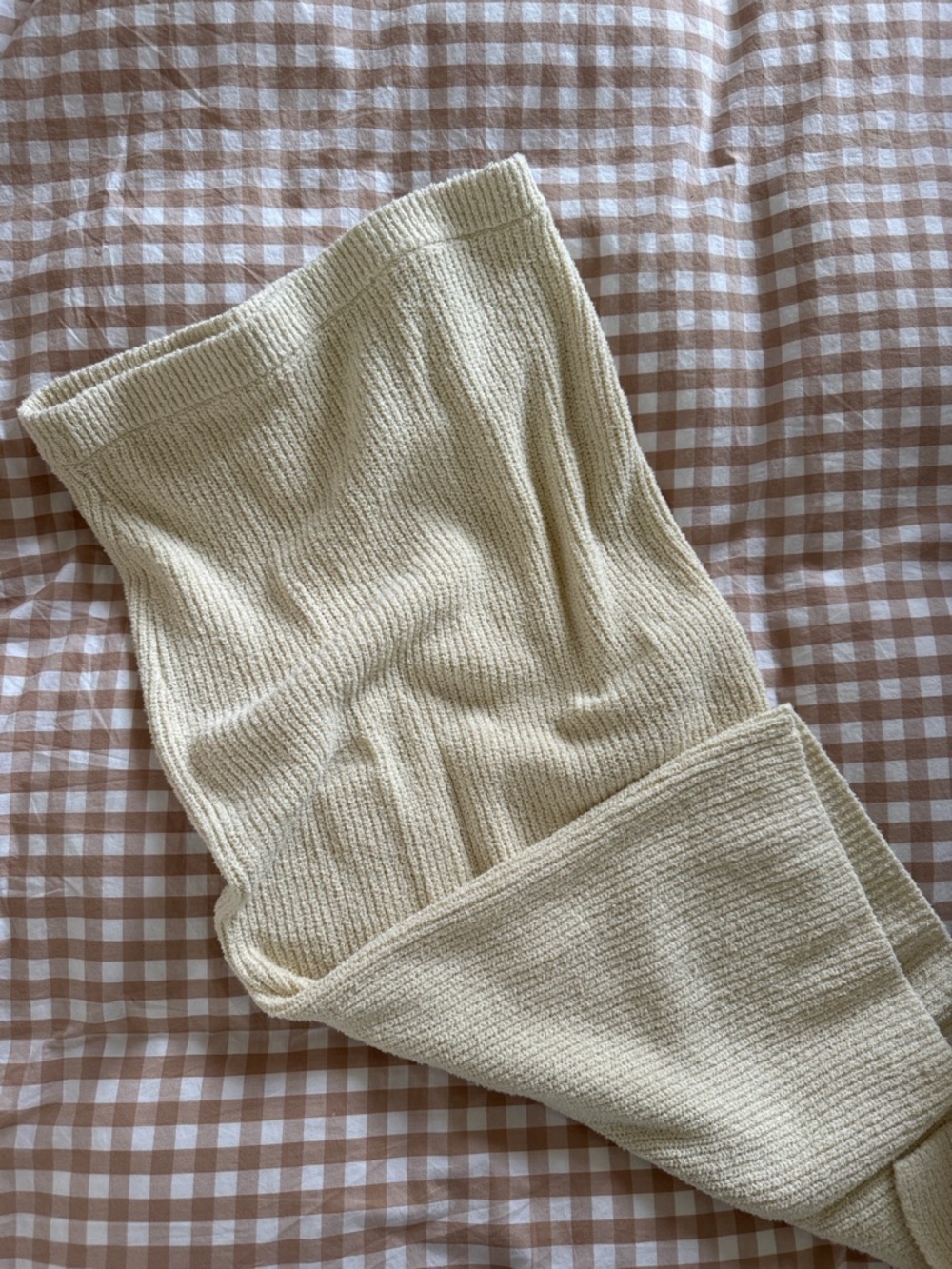 Cream Ribbed Knit Skirt